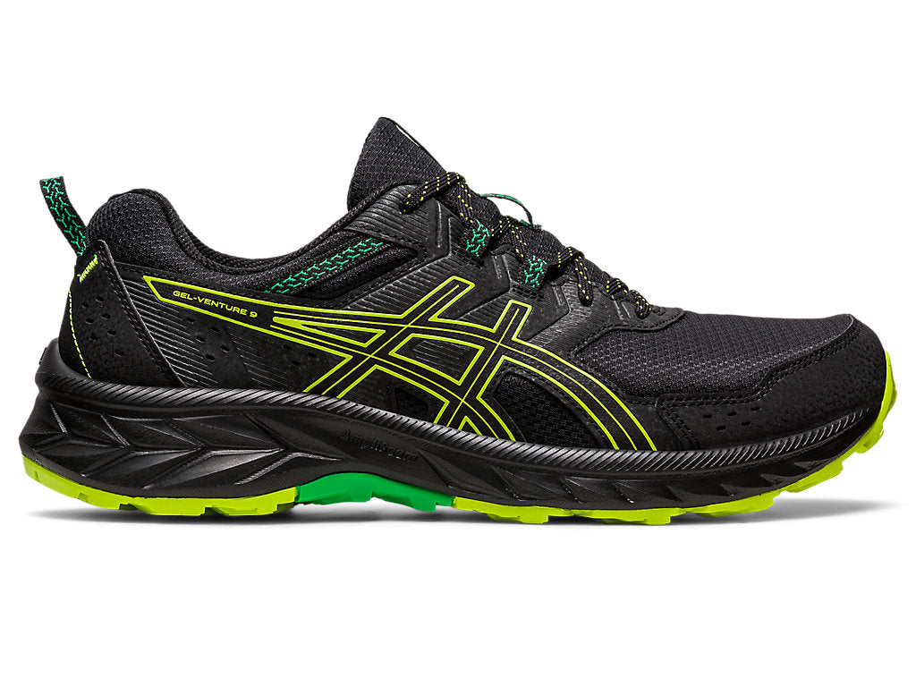 Men's Asics Gel-Venture 9, Black/Lime Zest, 10 D Medium
