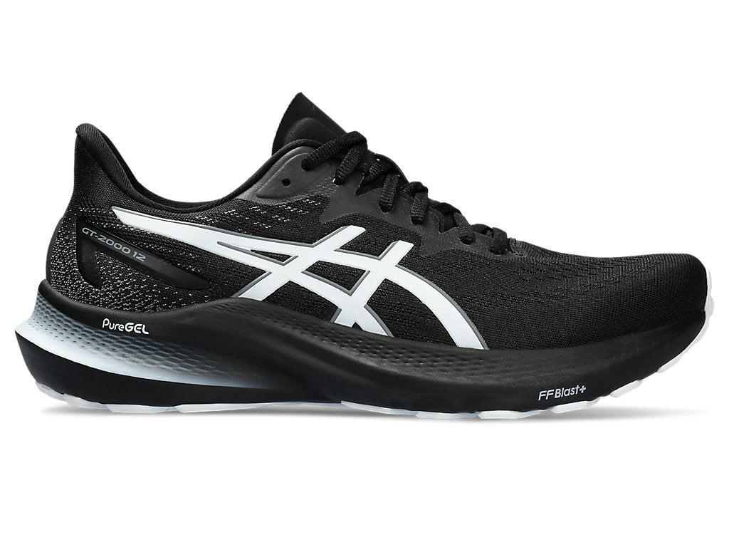 Men's Asics GT-2000 12, Black/White, 9 D Medium