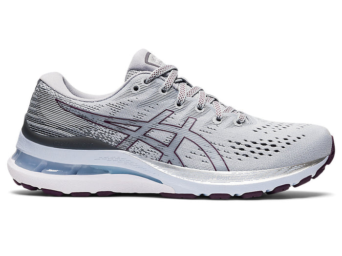 Women's Asics Gel-Kayano 28, Piedmont Grey/Deep Plum, 6.5 B Medium