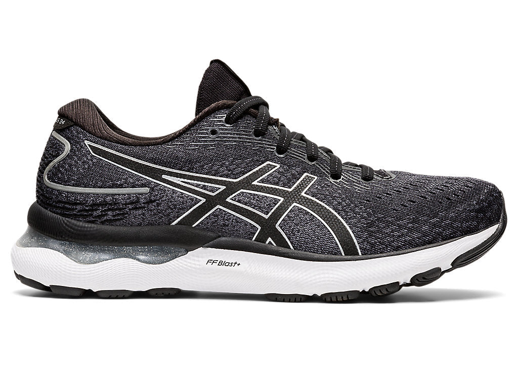 Women's Asics Gel-Nimbus 24, Black/Pure Silver, 7.5 D Wide