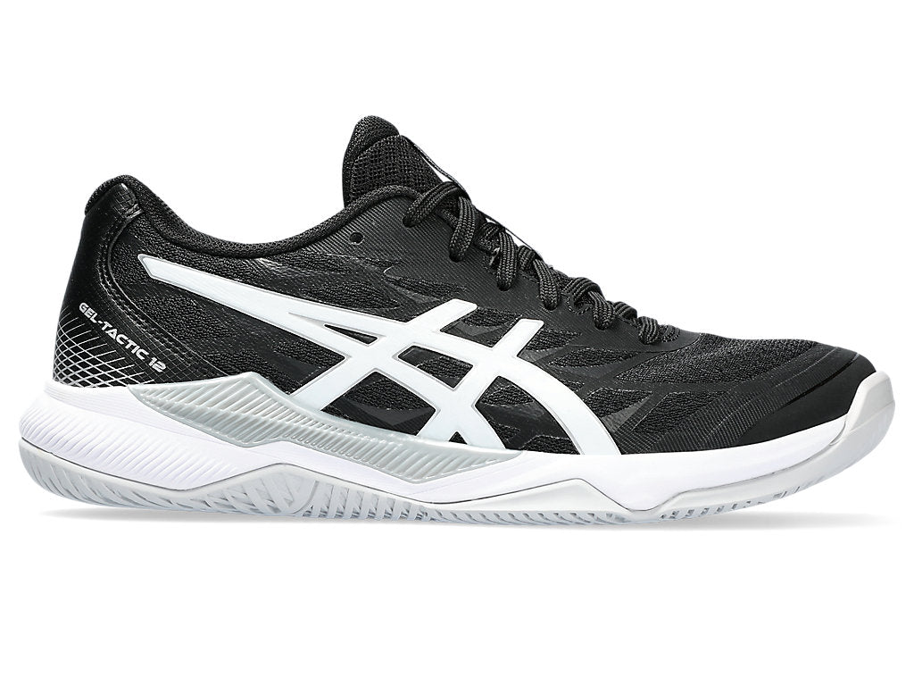 Women's Asics Gel-Tactic 12, Black/White, 10 B Medium