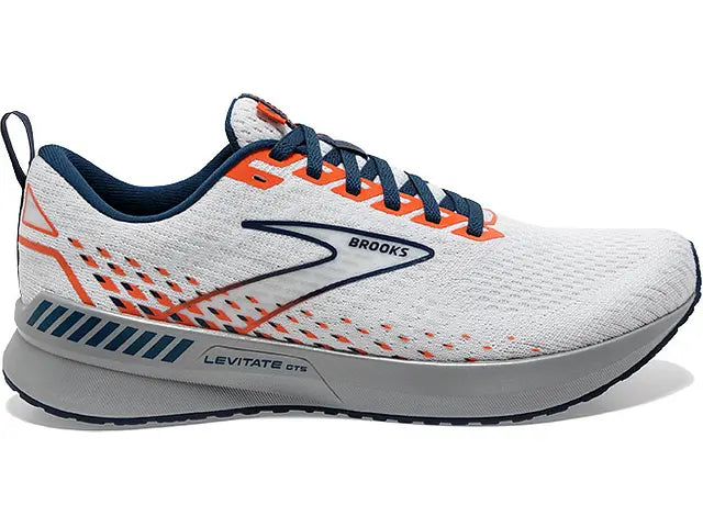 Men's Brooks Levitate GTS 5, White/Titan/Flame, 10.5 D Medium