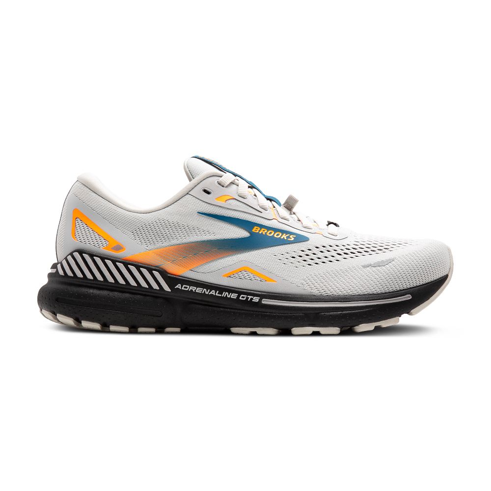 Men's Brooks Adrenaline GTS 23 GTX, Oyster Mushroom/Orange/Blue, 11 D Medium