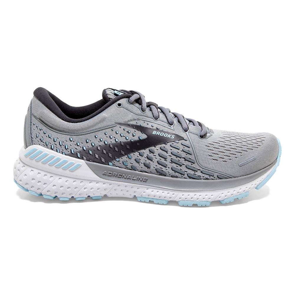 Women's Brooks Adrenaline GTS 21, Oyster/Alloy/Light Blue, 9.5 2A Narrow