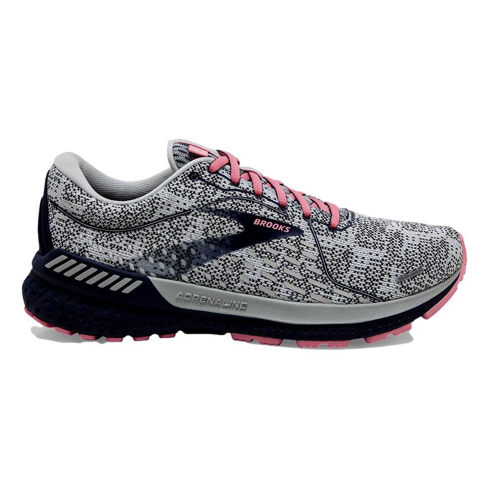Women's Brooks Adrenaline GTS 21, White/Peacoat/Coral, 10.5 B Medium