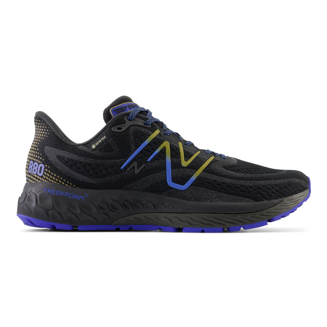 Men's New Balance Fresh Foam X 880v12 GTX, Black/Marine Blue, 10 D Medium
