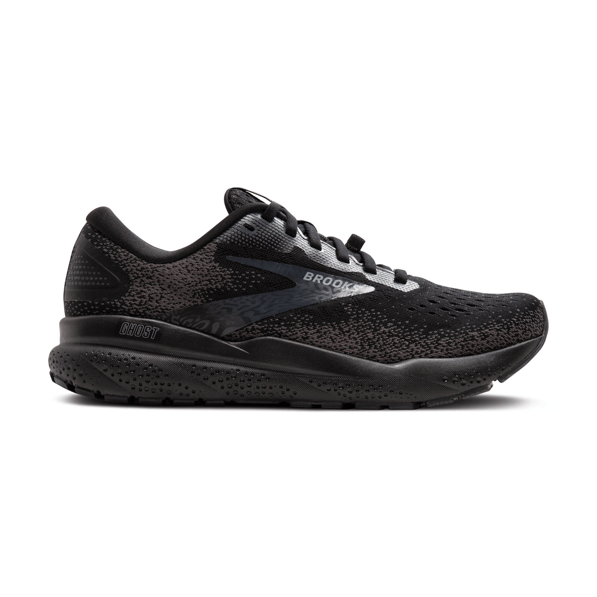 Men's Brooks Ghost 16 GTX, Black/Black/Ebony, 10.5 D Medium