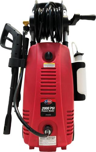 All Power 2000 PSI 1.6 GPM Electric Pressure Washer With Hose Reel for Buildings, Walkway, Vehicles and Outdoor Cleaning, Red, APW5006R