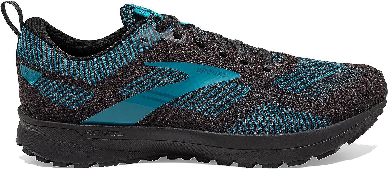 Men's Brooks Revel 5, Black/Ebony/Crystal Teal, 12 D Medium
