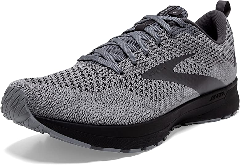 Men's Brooks Revel 4, Grey/Blackened Pearl/Black, 10.5 D Medium