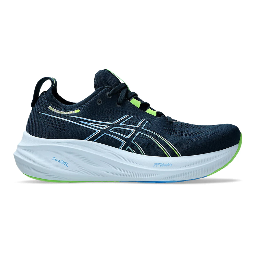 Men's Asics GEL-Nimbus 26, French Blue/Electric Lime, 12.5 D Medium