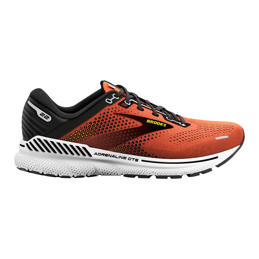 Men's Brooks Adrenaline GTS 22, Orange/Black/White, 11.5 D Medium