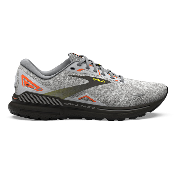 Men's Brooks Adrenaline GTS 23, Oyster/Black/Red Orange, 8.5 D Medium