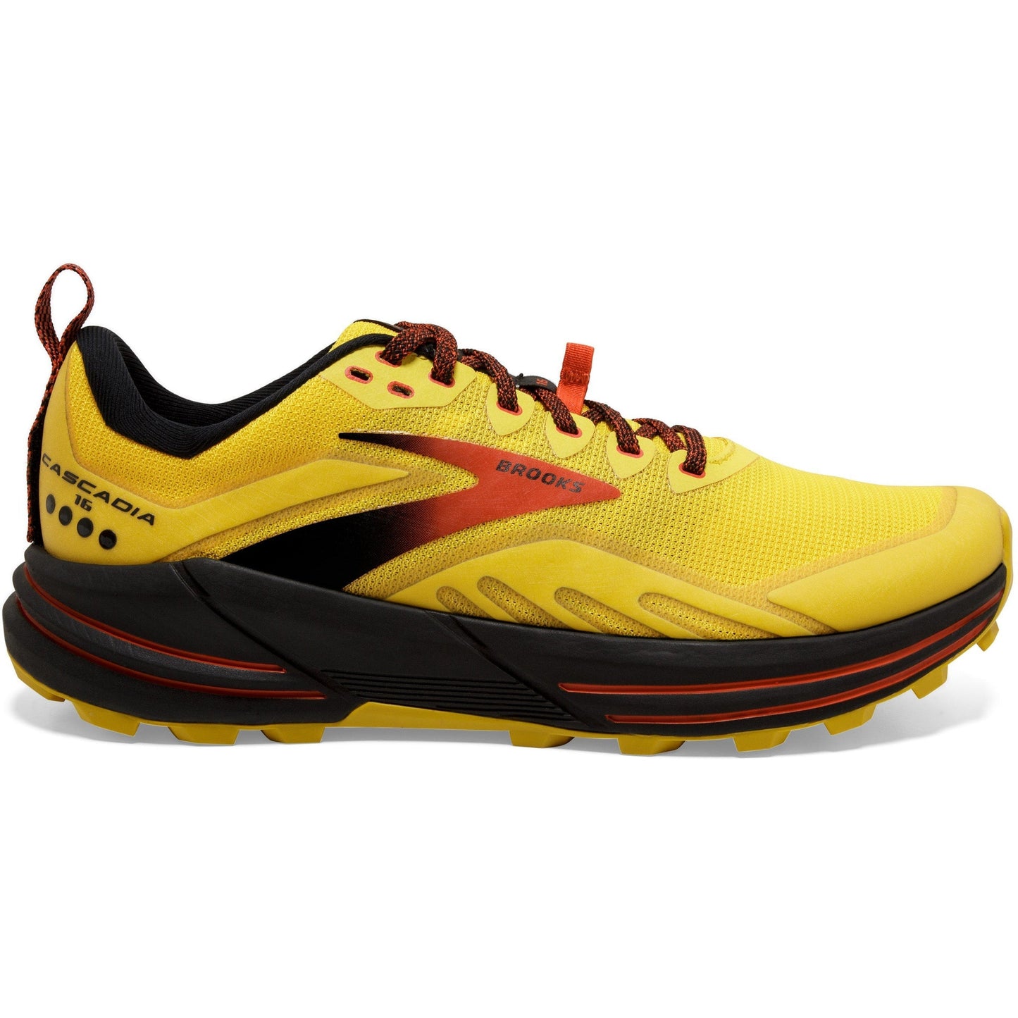 Men's Brooks Cascadia 16, Yellow/Black/Grenadine, 10 D Medium