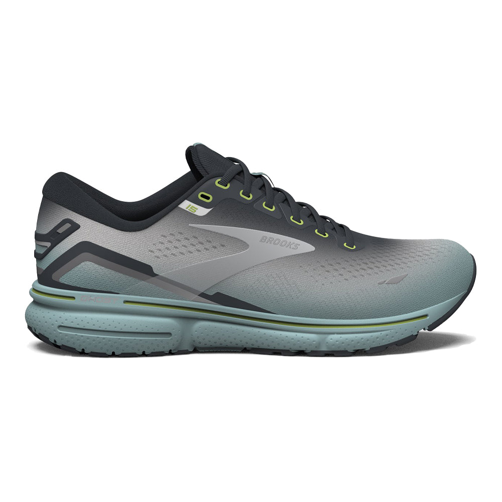 Men's Brooks Ghost 15, Grey/Oyster/Cloud Blue, 12 D Medium