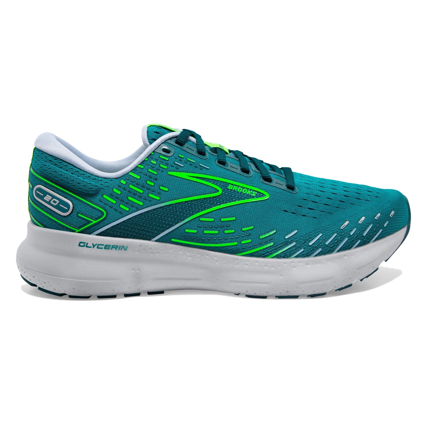 Men's Brooks Glycerin 20, Kayaking/Heron/Green Gecko, 12.5 D Medium