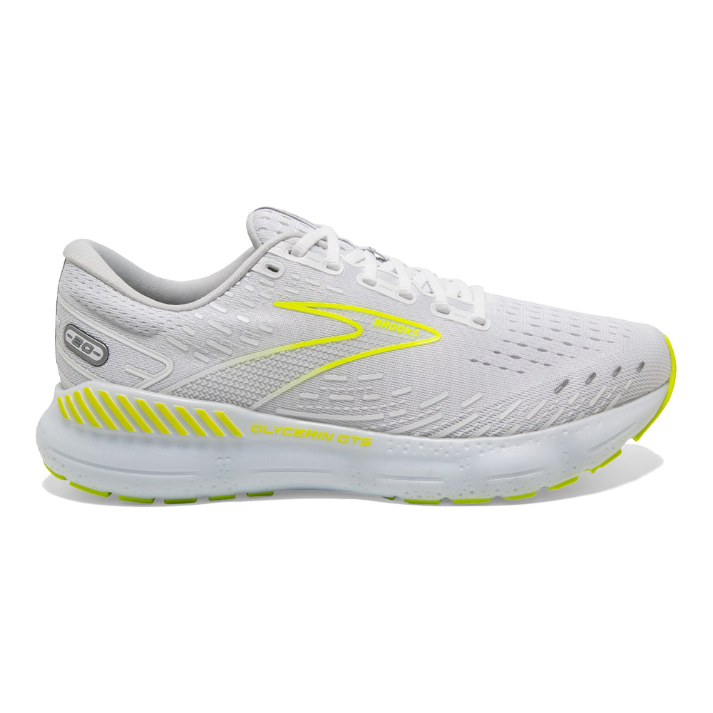 Men's Brooks Glycerin GTS 20, White/Nightlife, 11 D Medium