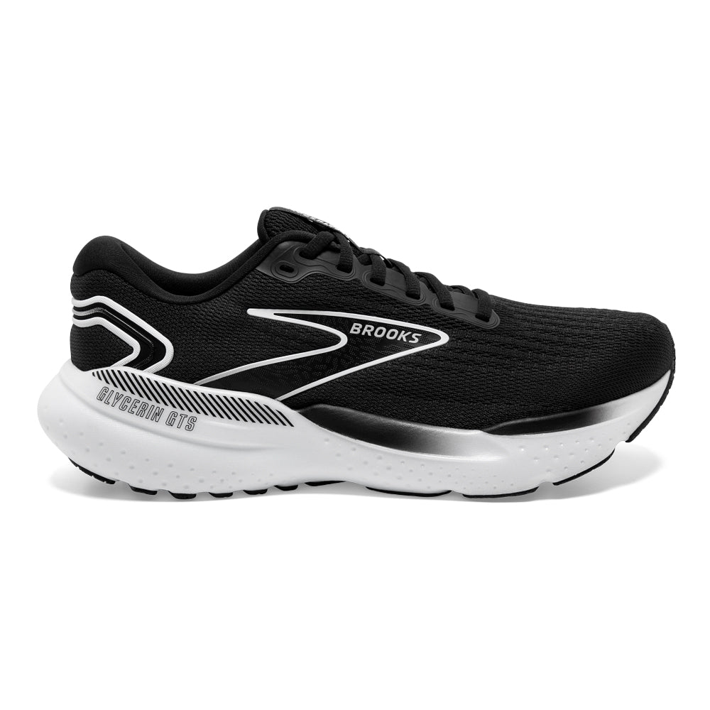Men's Brooks Glycerin GTS 21, Black/Grey/White, 10 2E Wide