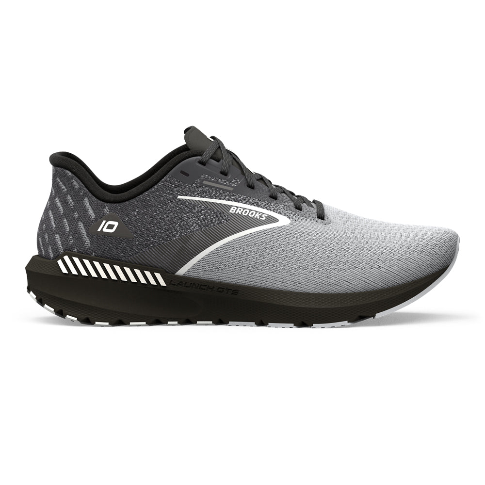 Men's Brooks Launch GTS 10, Black/Blackened Pearl/White, 15 D Medium