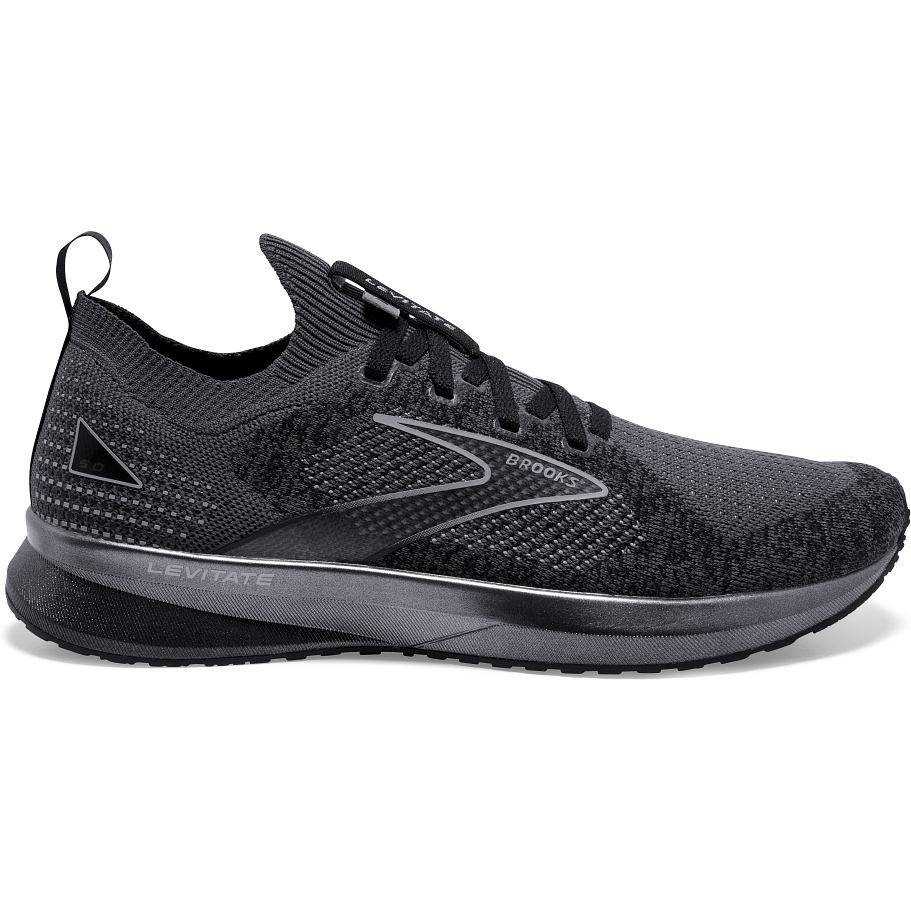 Men's Brooks Levitate Stealthfit 5, Black/Ebony/Grey, 10.5 D Medium