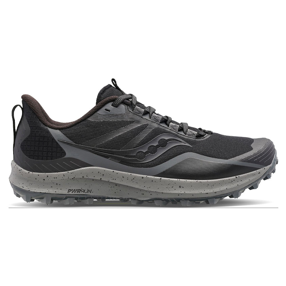Men's Saucony Peregrine 12, Black/Charcoal, 9.5 D Medium