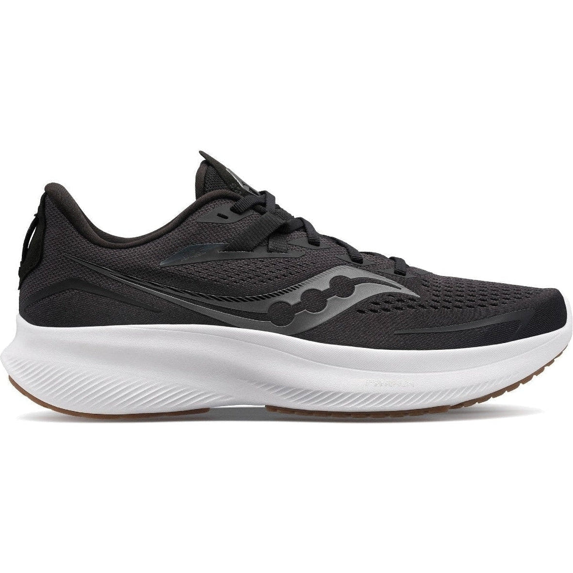 Men's Saucony Ride 15, BLACK/GUM, 8 D Medium