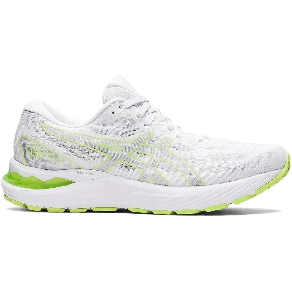 Women's Asics Gel-Cumulus 23, White/Lime Green, 9.5 B Medium
