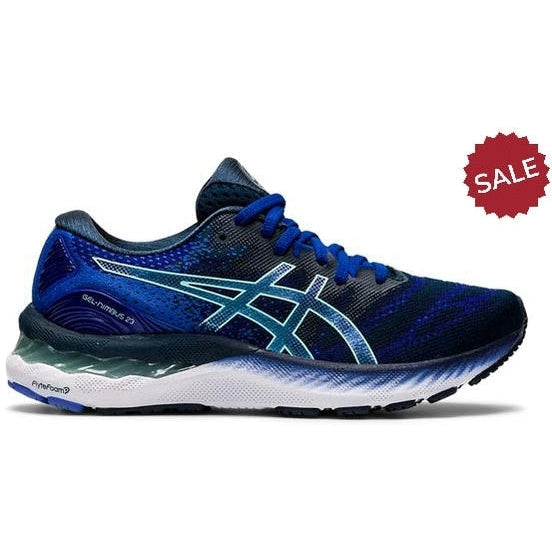 Women's Asics GEL-Nimbus 23, French Blue/Fresh Ice, 9 B Medium