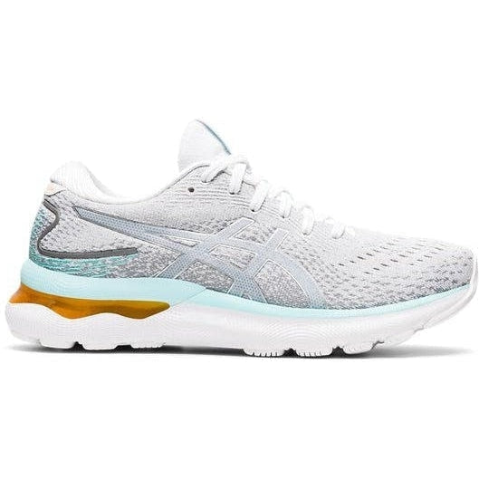 Women's Asics Gel-Nimbus 24, White/Pure Silver, 9 B Medium