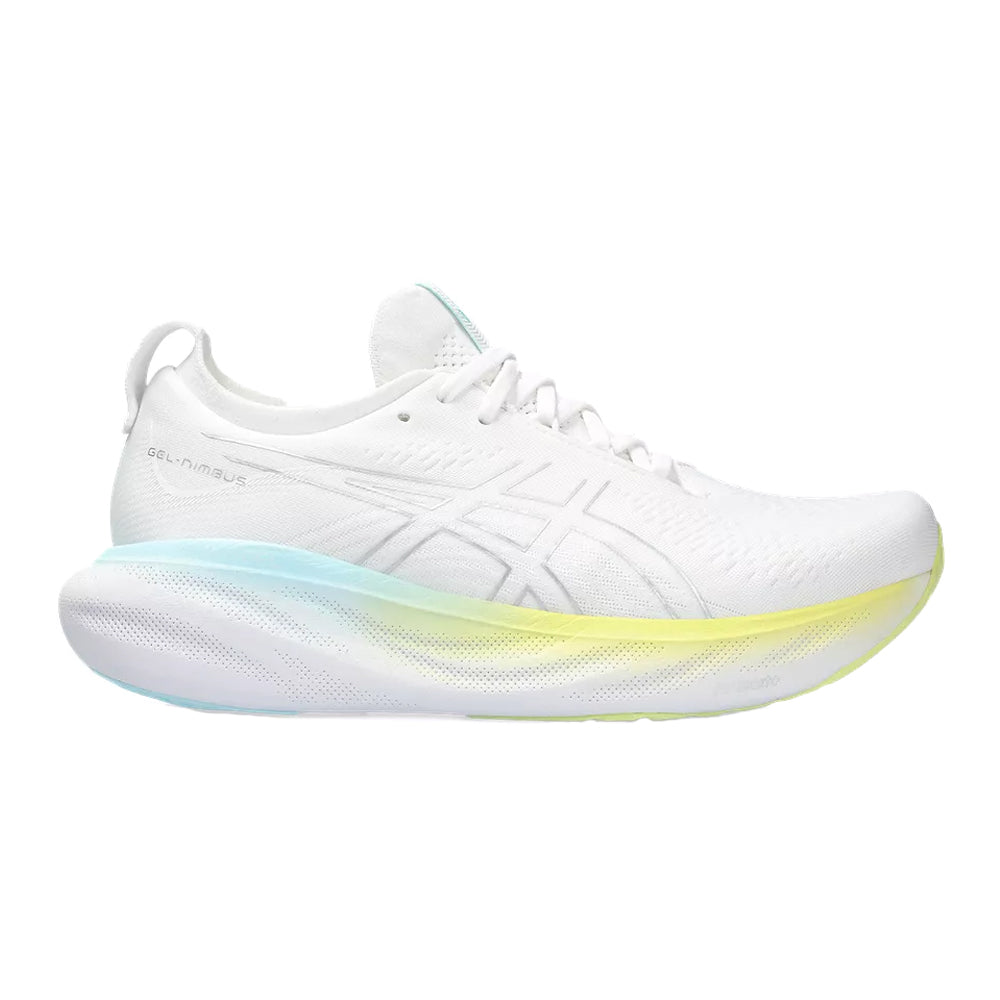 Women's Asics Gel-Nimbus 25, White/Pure Silver, 6 B Medium