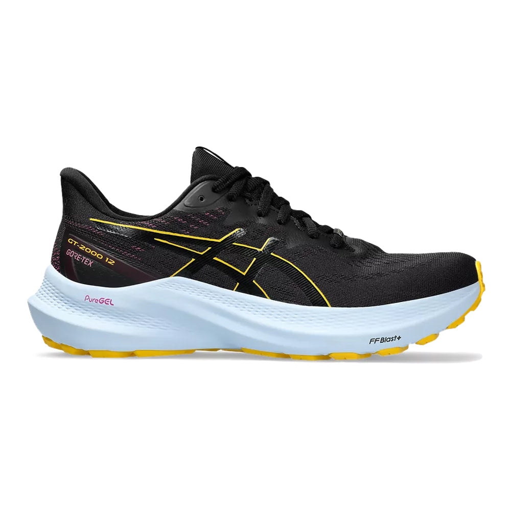 Women's Asics GT-2000 12 GTX, Black/Saffron, 9 B Medium