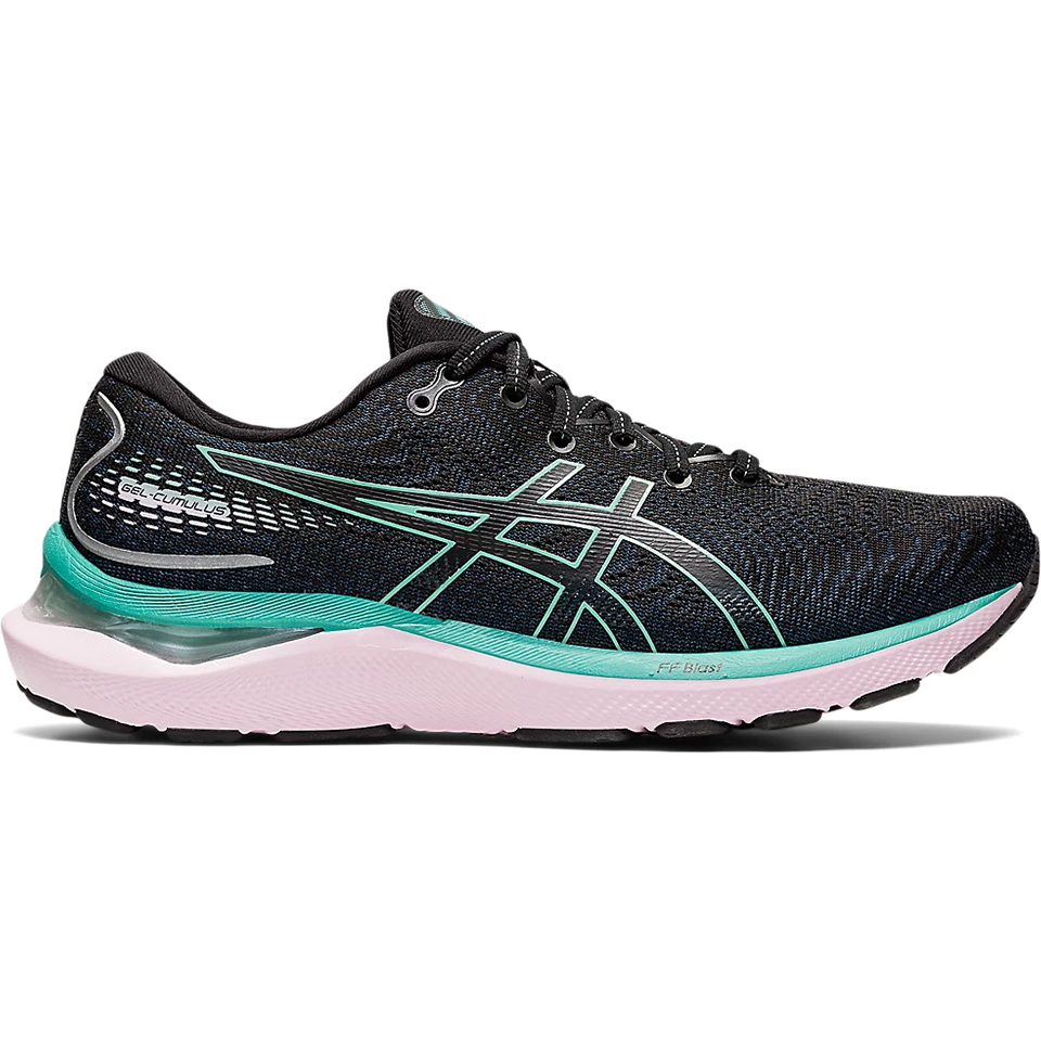 Women's Asics Gel-Cumulus 24, Black/Sage, 10 B Medium