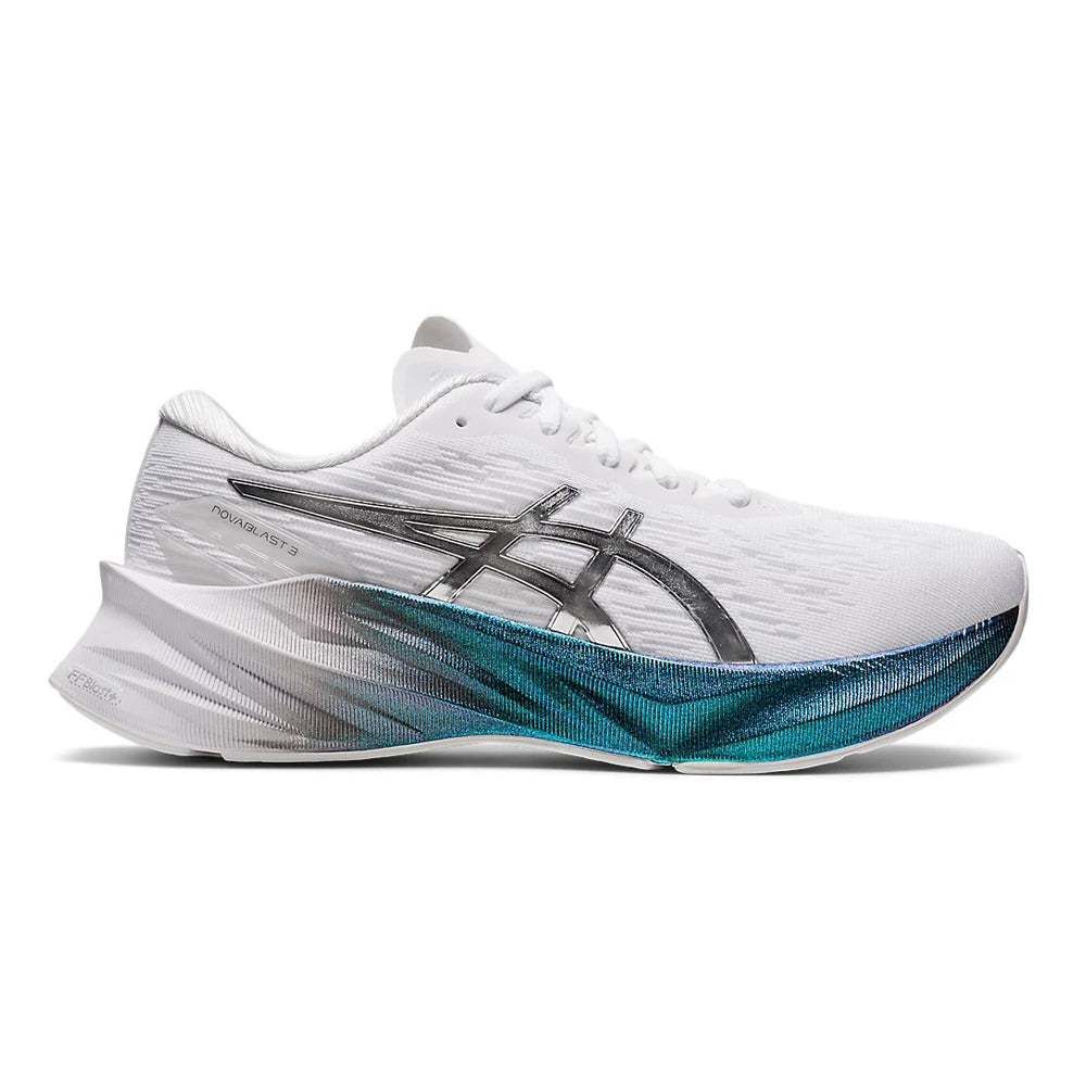 Women's Asics Novablast 3 Platinum, White/Pure Silver, 6 B Medium
