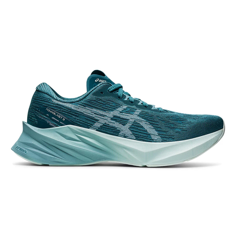 Women's Asics Novablast 3, Misty Pine/Smoke Blue, 7.5 B Medium