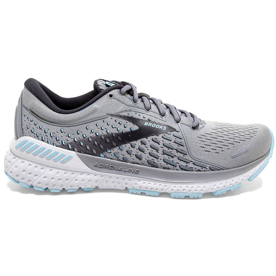 Women's Brooks Adrenaline GTS 21, Oyster/Alloy/Light Blue, 11 D Wide