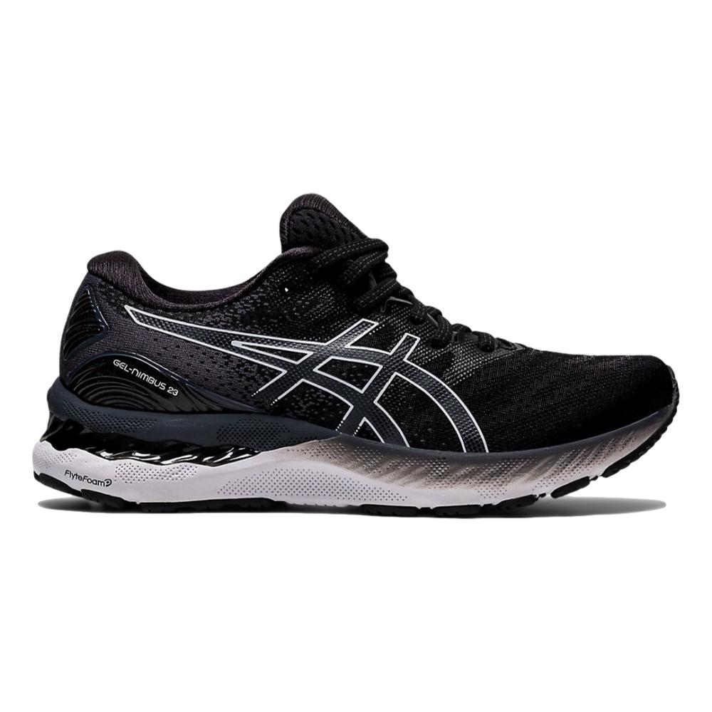Women's Asics Gel-Nimbus 23, Black/White, 6 D Wide