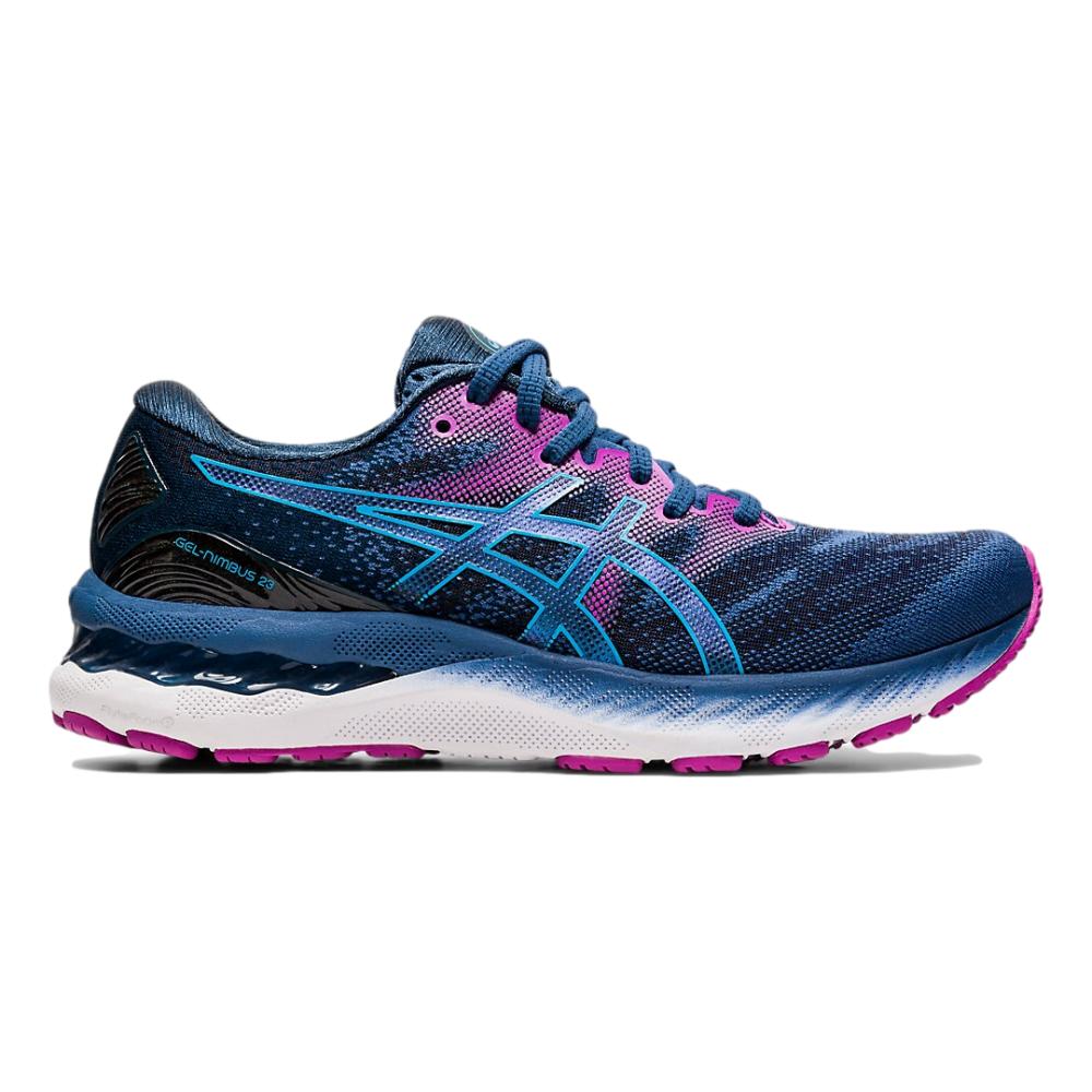 Women's Asics Gel-Nimbus 23, Grand Shark/Digital Aqua, 9 D Wide