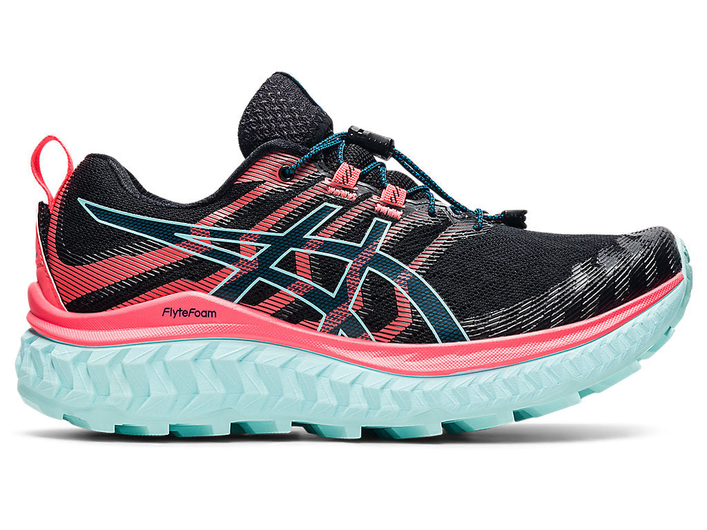 Women's Asics Trabuco Max, Black/Blazing Coral, 7 B Medium