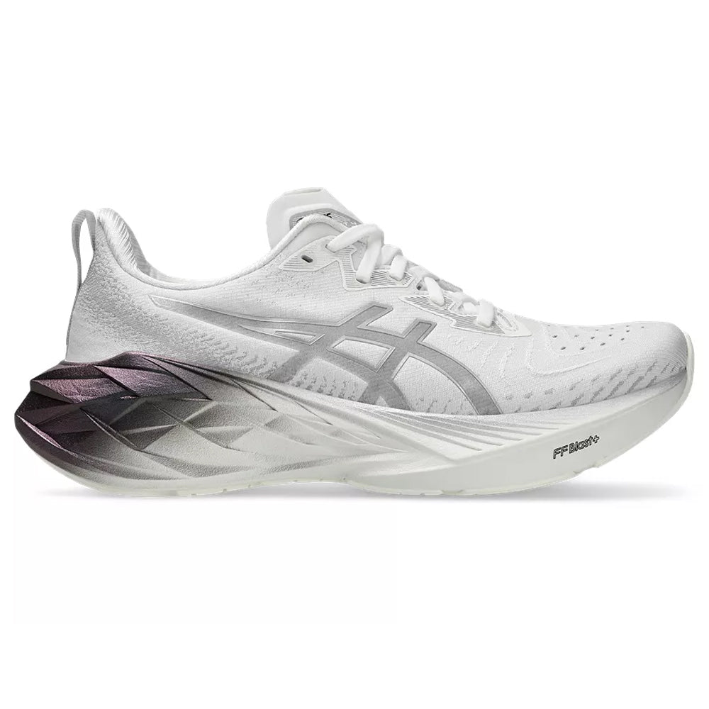 Women's Asics Novablast 4 Platinum, Real White/Pure Silver, 7 B Medium