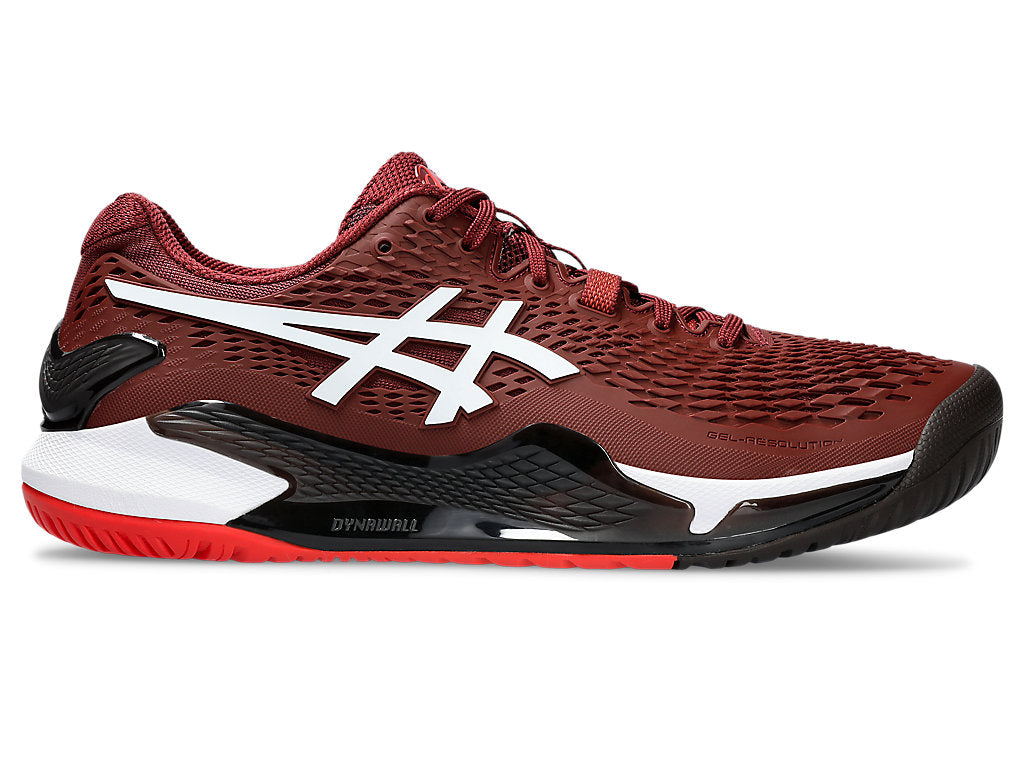 Men's Asics Gel-Resolution 9, Antique Red/White, 9.5 D Medium