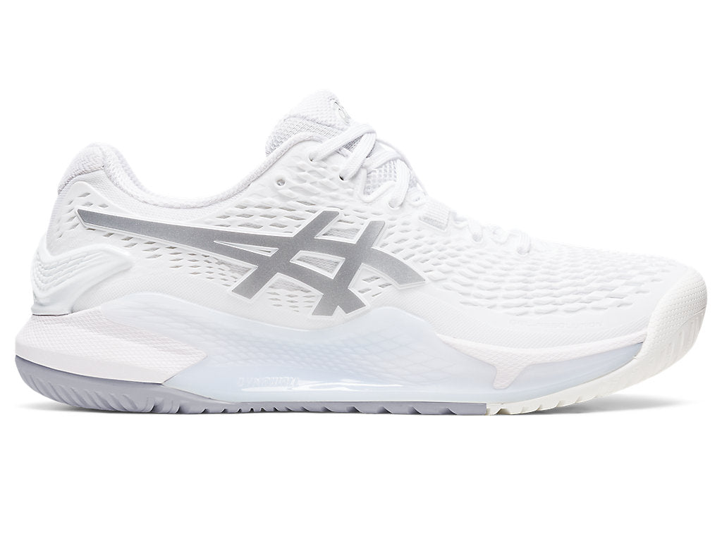 Women's Asics Gel-Resolution 9, White/Pure Silver, 5.5 B Medium