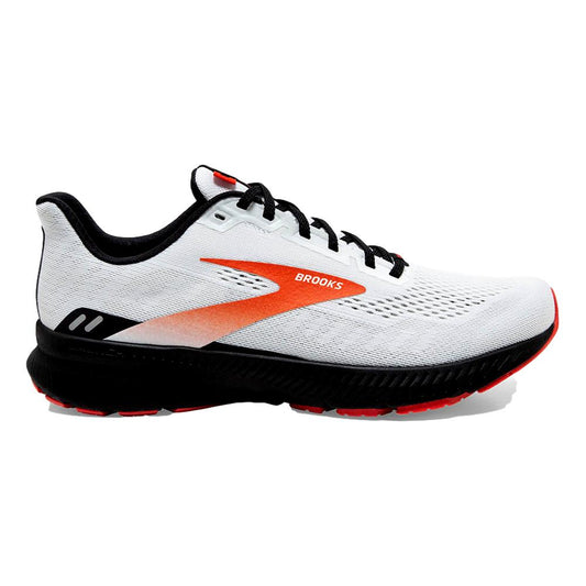Men's Brooks Launch 8, White/Black/Red Clay, 9.5 D Medium