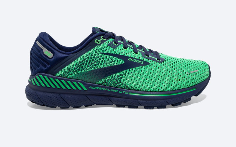 Men's Brooks Adrenaline GTS 22, Green/Navy, 14 D Medium