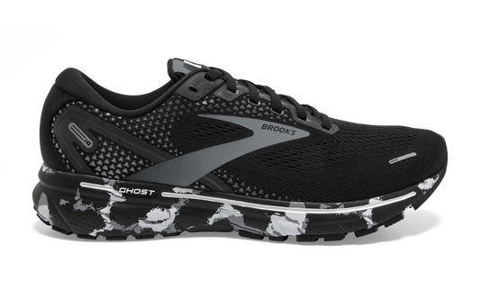 Men's Brooks Ghost 14, Black/Grey/White, 8 D Medium