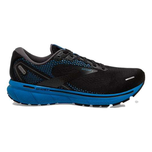 Men's Brooks Ghost 14, Black/Blackened Pearl/Blue, 8.5 2E Wide