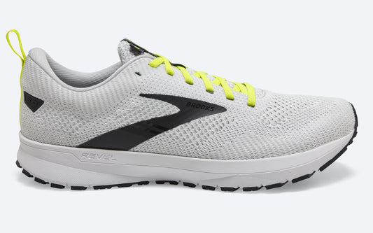 Men's Brooks Revel 5, White/Oyster/India Ink , 12 D Medium