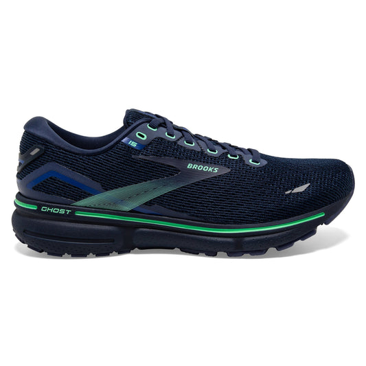 Men's Brooks Ghost 15, Crown Blue/Black/Green, 13 D Medium
