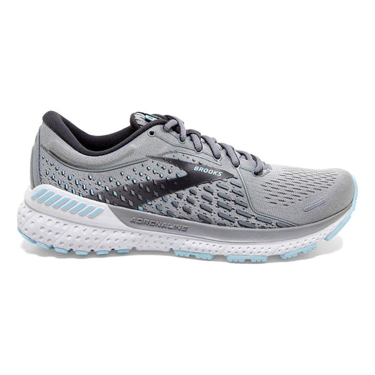 Women's Brooks Adrenaline GTS 21, Grey/Light Blue, 9 B Medium