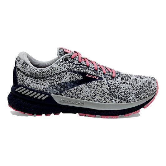 Women's Brooks Adrenaline GTS 21, White/Peacoat/Coral, 10 B Medium