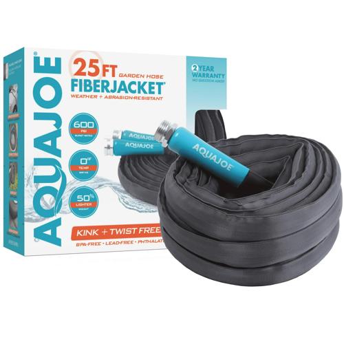 Aqua Joe AJFJH25-58-PRO Ultra Flexible Kink Free Fiberjacket Garden Hose, 25-ft, Metal Fittings